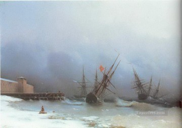 イワン・コンスタンティノヴィチ・アイヴァゾフスキー Painting - 嵐の警告 1851 ロマンチックなイワン・アイヴァゾフスキー ロシア